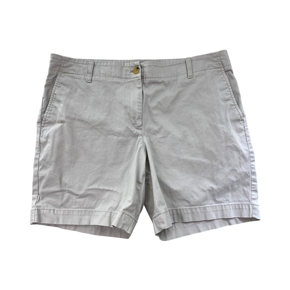 Talbots Relaxed Chino Short Size 12 Beige Stretch Mid Rise Flat Front Khaki 36x7